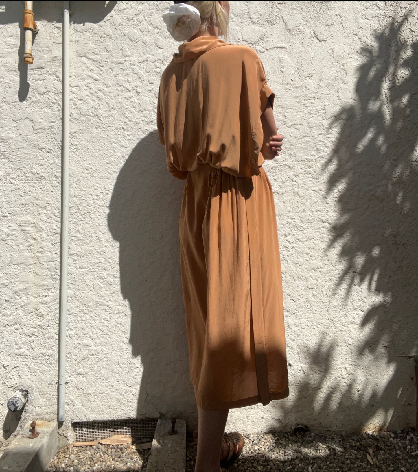 Peach Silk Bow Dress