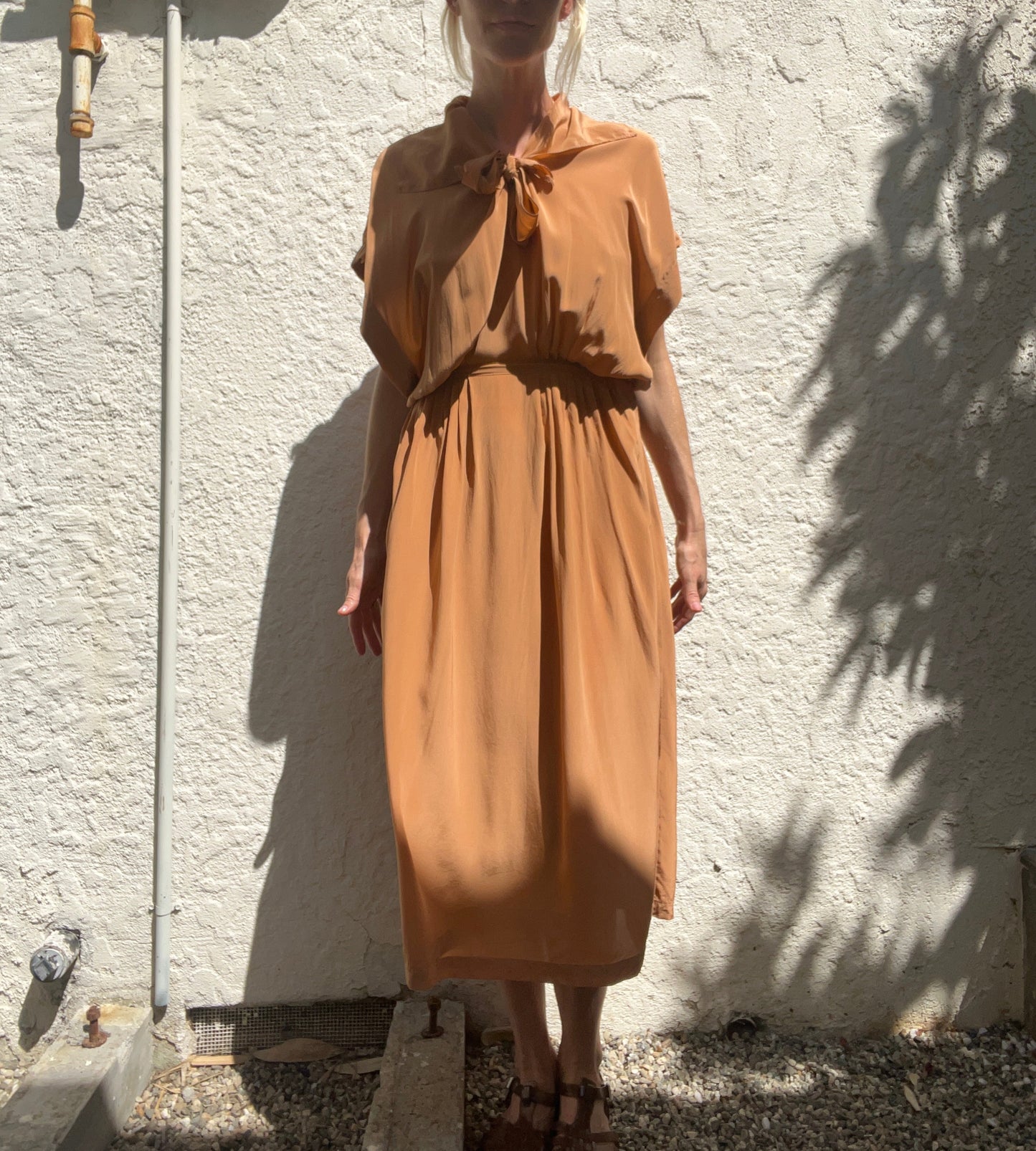 Peach Silk Bow Dress