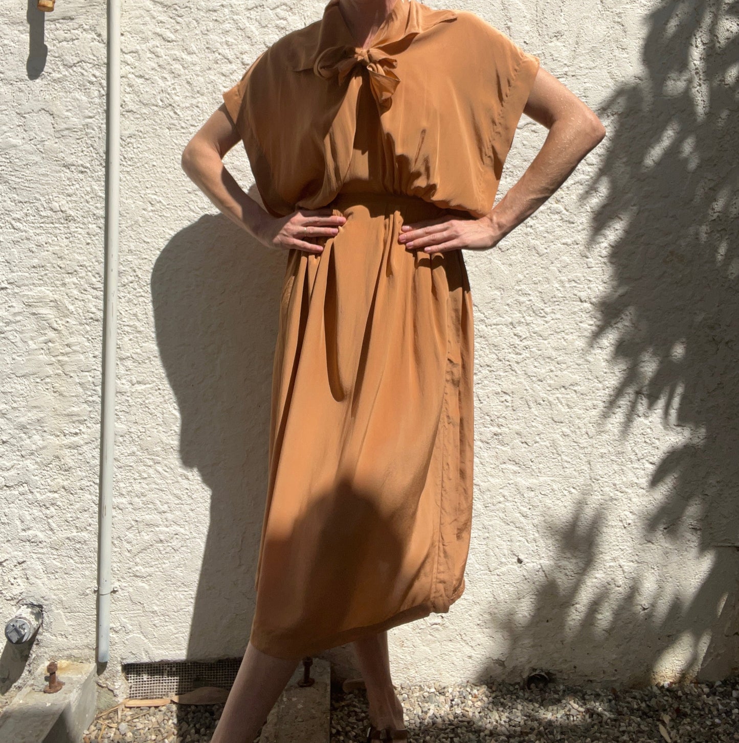 Peach Silk Bow Dress
