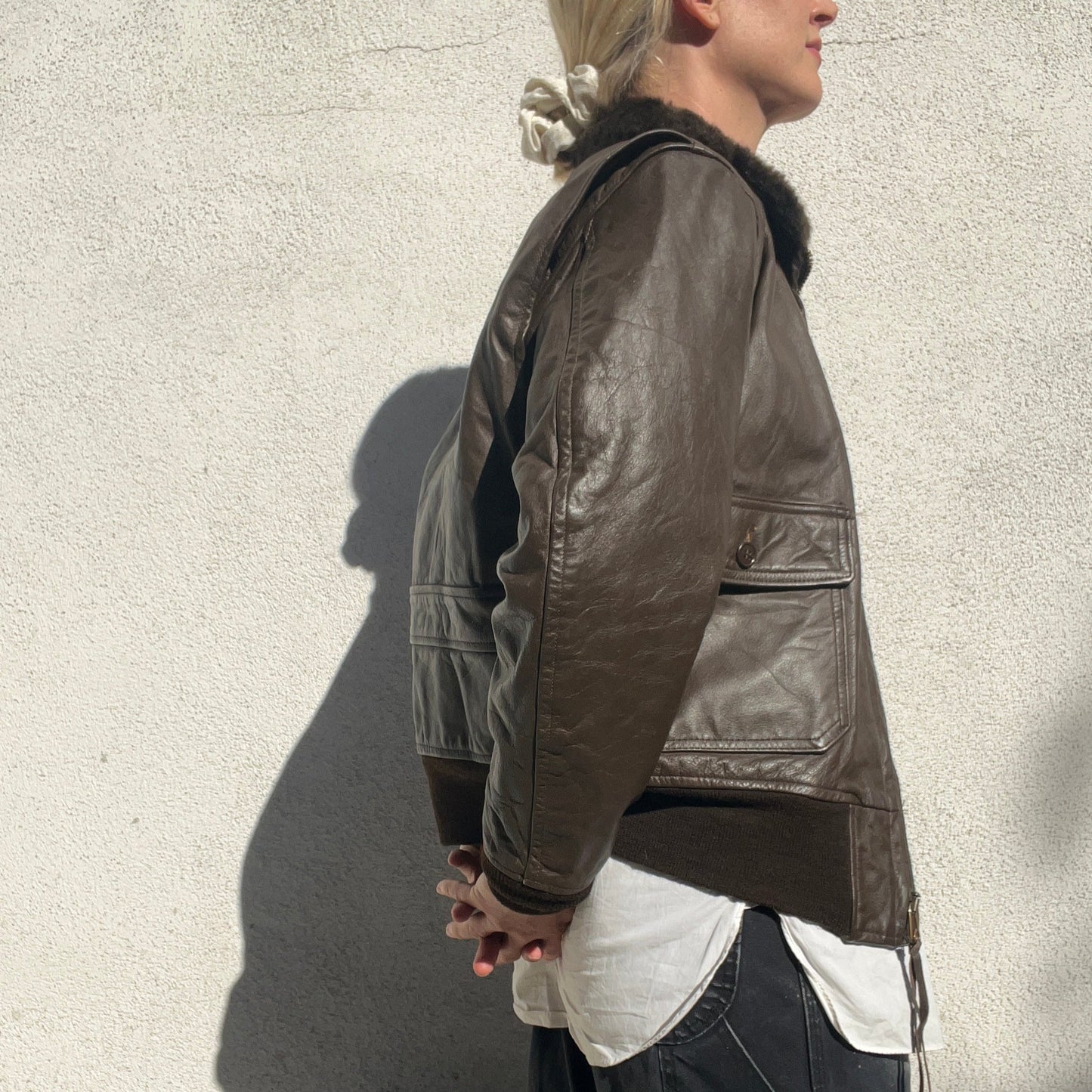 Chocolate Leather Bomber